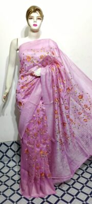 Beautiful Linen Silk Embroidary Sarees (12)