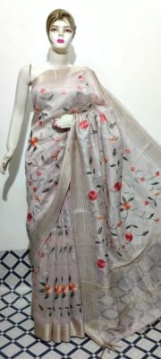 Beautiful Linen Silk Embroidary Sarees (17)