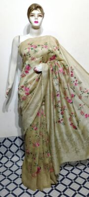 Beautiful Linen Silk Embroidary Sarees (2)