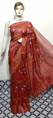 Beautiful Linen Silk Embroidary Sarees (23)
