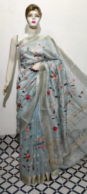 Beautiful Linen Silk Embroidary Sarees (40)