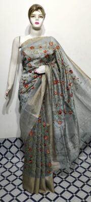 Beautiful Linen Silk Embroidary Sarees (41)