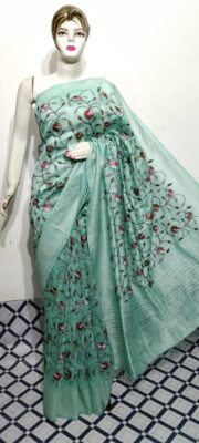 Beautiful Linen Silk Embroidary Sarees (54)