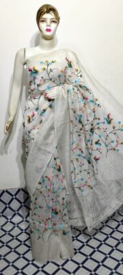 Beautiful Linen Silk Embroidary Sarees (55)