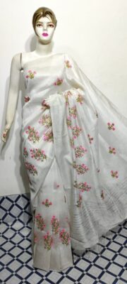 Beautiful Linen Silk Embroidary Sarees (6)