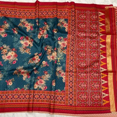 Beautiful Floral Prints Spun Silk Sarees (15)