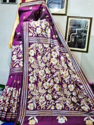 Blended Banglori Silk Kantha Work Sarees (10)