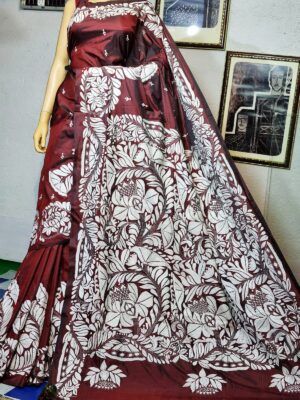Blended Banglori Silk Kantha Work Sarees (13)