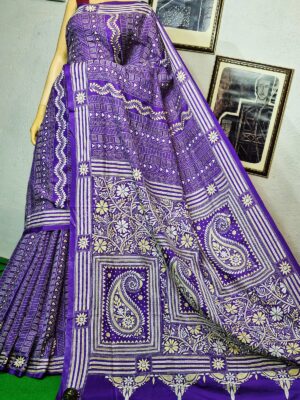 Blended Banglori Silk Kantha Work Sarees (19)