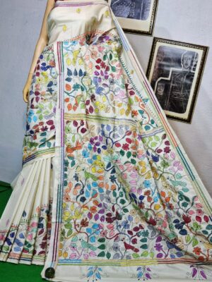 Blended Banglori Silk Kantha Work Sarees (2)