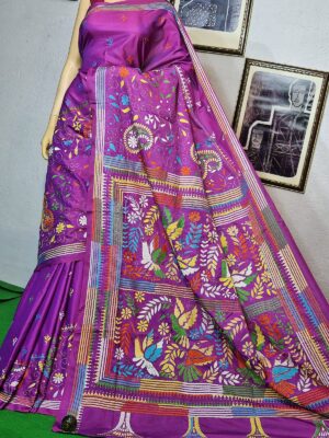 Blended Banglori Silk Kantha Work Sarees (6)