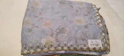 Chinon Printed With Work Sarees (11)