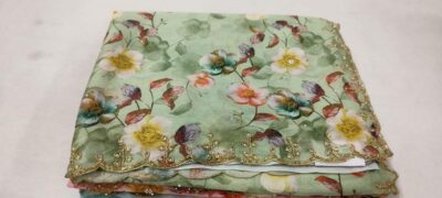 Chinon Printed With Work Sarees (26)