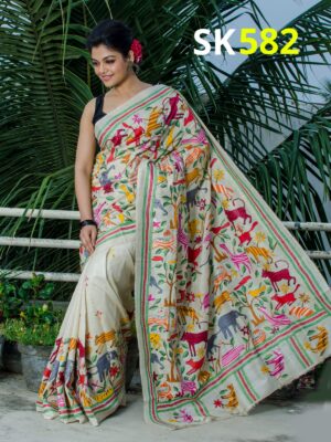 Exclusive Banglori Silk Handmade Kantha Sarees (4)