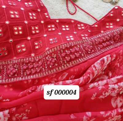 Georgette Digital Printed Sarees With Lace (15)
