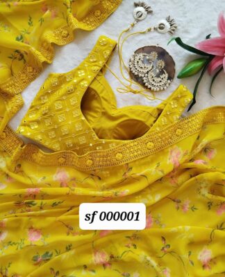 Georgette Digital Printed Sarees With Lace (16)