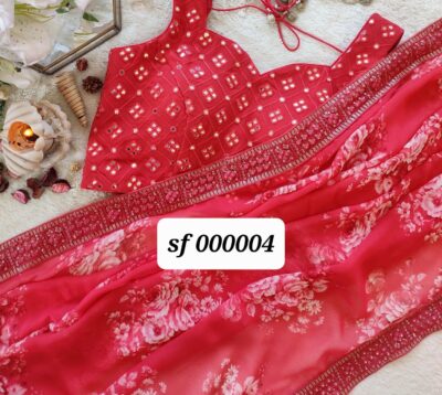 Georgette Digital Printed Sarees With Lace (3)