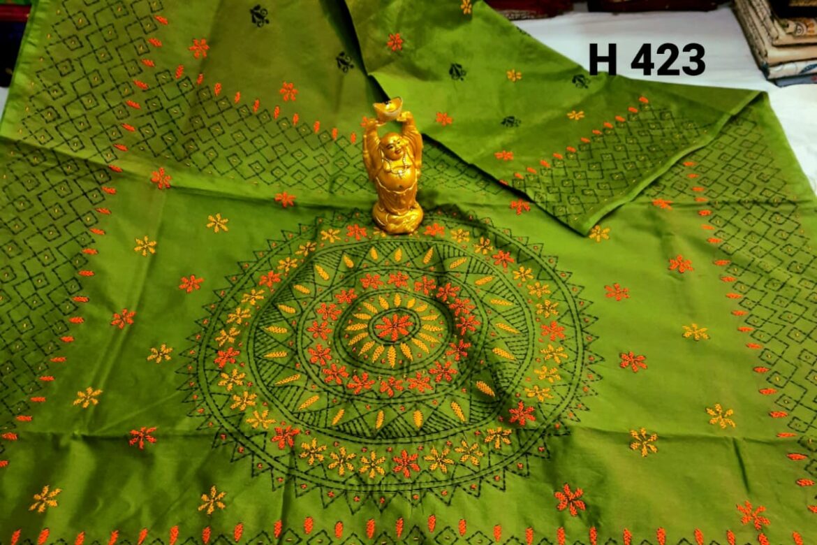 Kantha Stitch Cotton Silk Sarees (1)