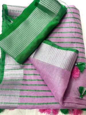 Plain Tissue Linen Sarees Online (12)