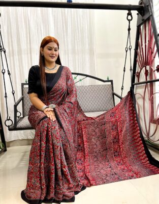 Pure Ajrakh Modal Silk Beautiful Sarees (1)