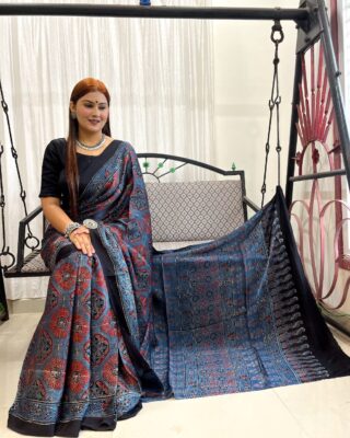 Pure Ajrakh Modal Silk Beautiful Sarees (16)