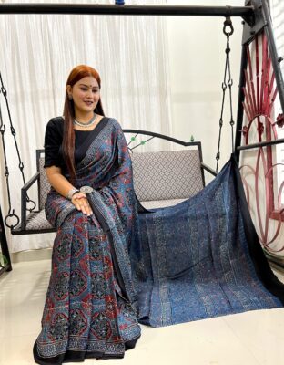 Pure Ajrakh Modal Silk Beautiful Sarees (2)