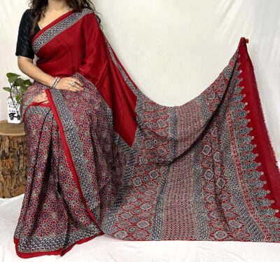 Pure Ajrakh Modal Silk Beautiful Sarees (24)