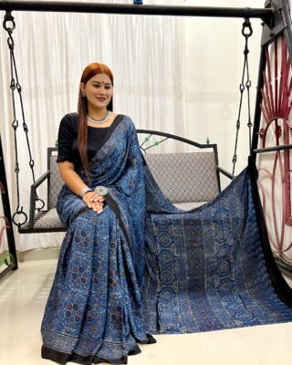 Pure Ajrakh Modal Silk Beautiful Sarees (3)