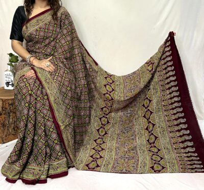 Pure Ajrakh Modal Silk Beautiful Sarees (36)