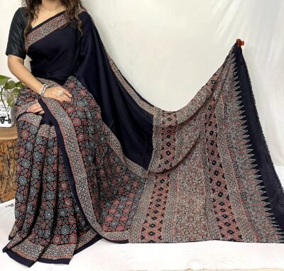 Pure Ajrakh Modal Silk Beautiful Sarees (46)