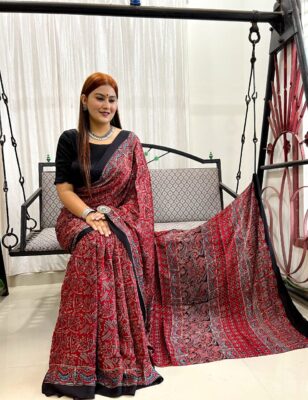 Pure Ajrakh Modal Silk Beautiful Sarees (7)