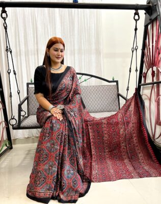 Pure Ajrakh Modal Silk Beautiful Sarees (8)