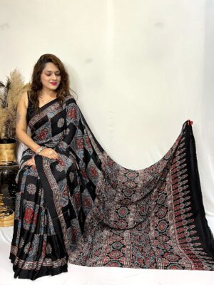Pure Ajrakh Modal Silk Beautiful Sarees (9)
