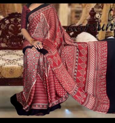 Pure Ajrakh Modal Silk Sarees With Price (4)