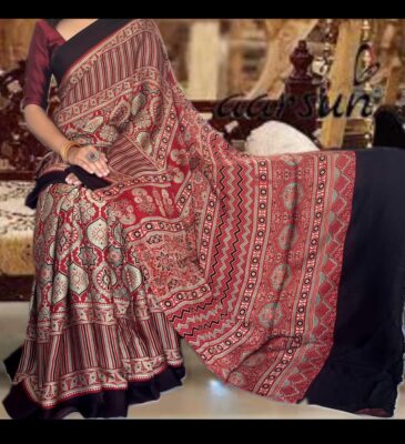Pure Ajrakh Modal Silk Sarees With Price (5)