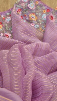 Pure Banaras Organza Silk Stripes Sarees (64)