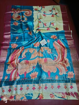 Pure Tussar Silk Penkalamkari Sarees (10)