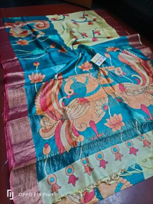 Pure Tussar Silk Penkalamkari Sarees (11)