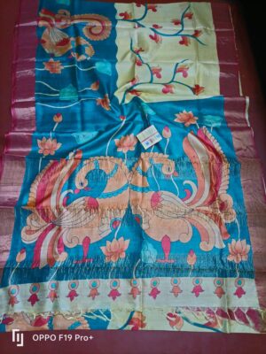 Pure Tussar Silk Penkalamkari Sarees (9)