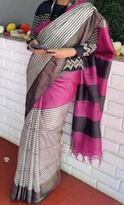 Pure Tussar Silk Printed Sarees (15)