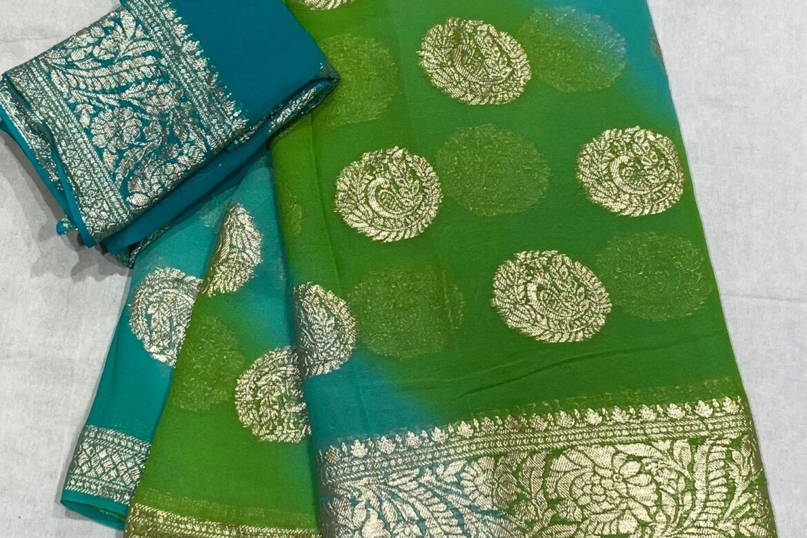 Georgette Fabric Shaded Sarees With Blouse (1)