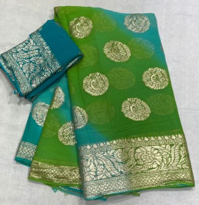 Georgette Fabric Shaded Sarees With Blouse (1)