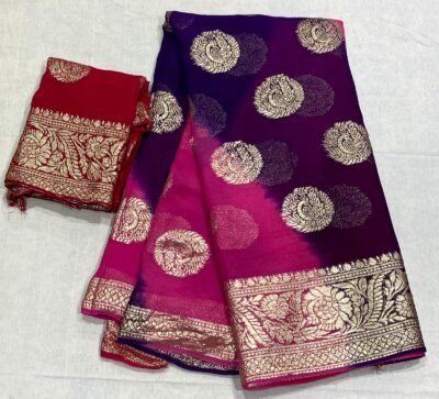 Georgette Fabric Shaded Sarees With Blouse (2)