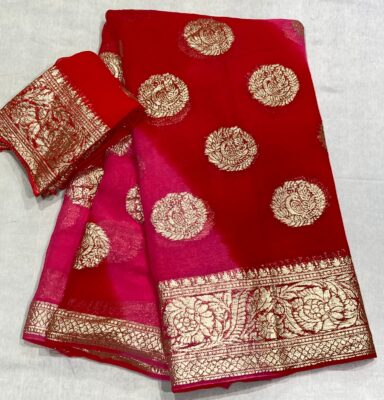 Georgette Fabric Shaded Sarees With Blouse (5)