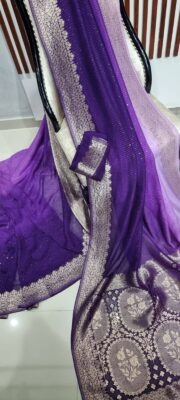 Khaddi Georgette Saree Sequence Weaving Sarees (4)