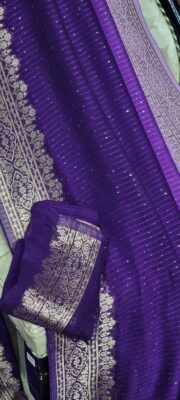 Khaddi Georgette Saree Sequence Weaving Sarees (5)