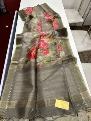 Smart Zari Tussar With Floral Prints (2)