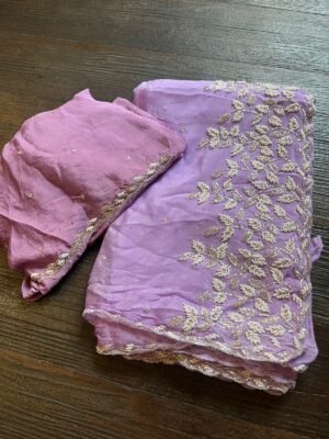 Pure Chinnon Sarees With Pearl Work (14)