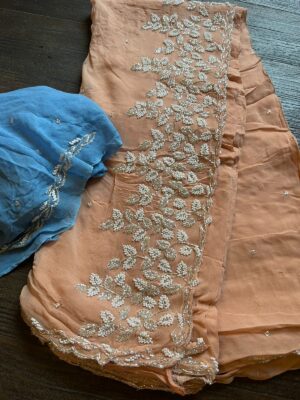 Pure Chinnon Sarees With Pearl Work (16)
