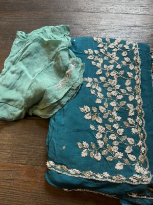 Pure Chinnon Sarees With Pearl Work (18)